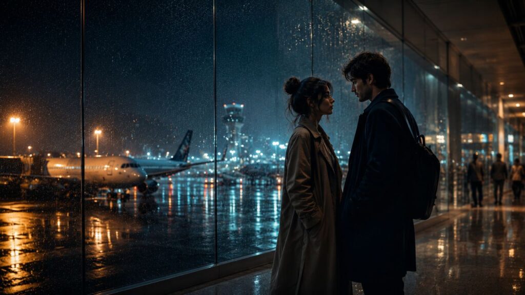 cinematic romantic airport night cover.webp